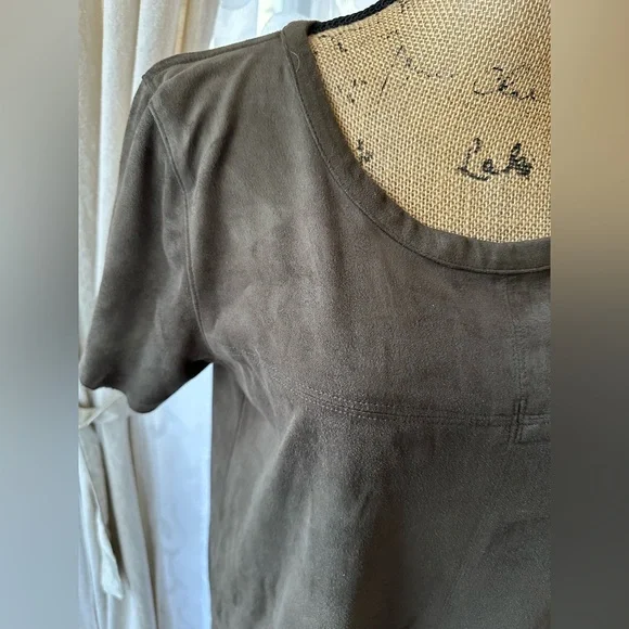 OLIVACEOUS Faux Suede Kimmie Shift Pullover Mini Tunic Dress Women's M - Picture 6 of 10